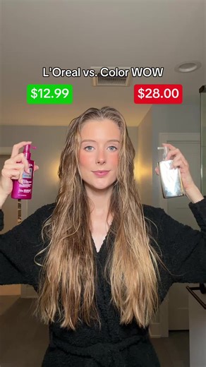 Humidity proof steam test coming tomorrow… stay tuned!! L’Oreal gifted me the new Iron Sleek Coat Spray so that I had time to test it before it launched (thank you this helps me with my reviews so much!!!) and I obviously immediately noticed the similarities to a long time favorite of mine, Color WOW Dream Coat. Both have very similar claims surrounding smooth, sleek, frizz-free, humidity proofed results, but they’re don’t feel identical in my hair! Do they look identical to you guys? Or do you 