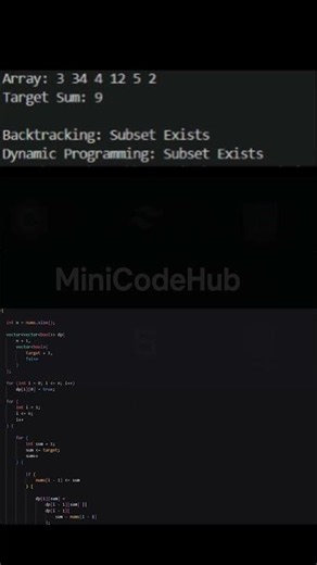 C++ Subset Sum | Backtracking + DP #CPP #DynamicProgramming #Algorithms #Coding #MiniCodeHub