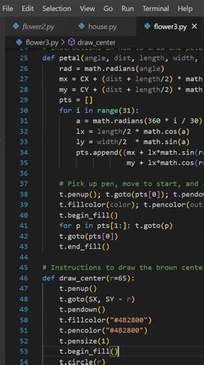 Draw Amazing Sun Flower using Turtle Python #python #turtle #design