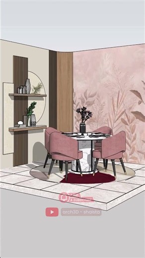 A Modern Luxury Dining Room Designed in 3D #sketchup #vray #interiordesign