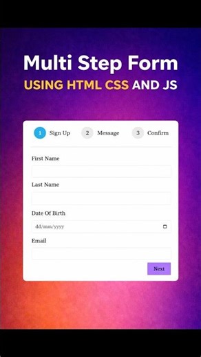How to Create Multi Step Form Using HTML CSS & jQuery #html #jquery #jquerytutorial