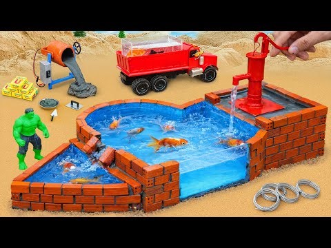 DIY Mini Tractor Science Project Builds a Strong Brick Fish Tank After Hulk Destroyed It