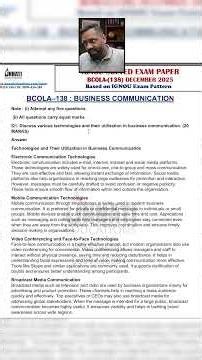 IGNOU BCOLA 138 Question Paper Dec 2025 | BCOLA 138 Business Communication Question Paper