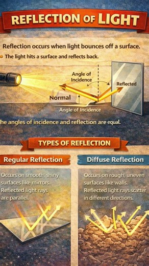 📘 REFLECTION OF LIGHT(Exam-Oriented Short Notes | Class 8–10 Physics | NCERT)