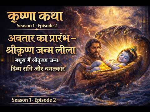 श्रीकृष्ण जन्म लीला 🙏 | Birth of Krishna in Mathura | Krishna Katha Ep 2 (Divine Night & Miracles)