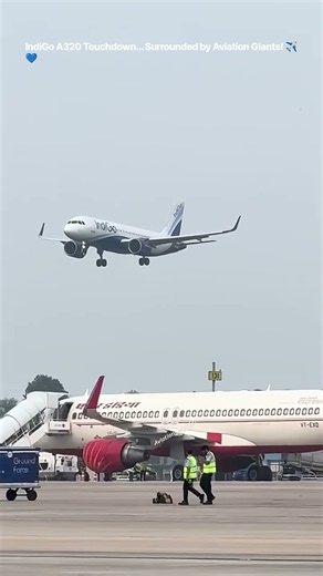 Indigo Airbus Landing ✈️💙 Surrounded by Giants on the Ground! 😍