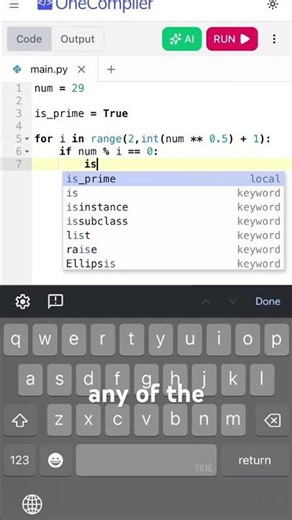 How to Check if a Number is Prime in Python 🐍 | Python for Beginners #shorts