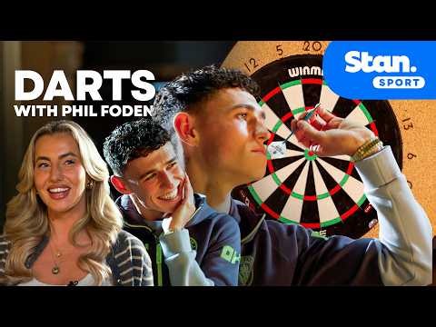 Phil Foden is obsessed with darts so his skills are put to the test 🎯 Premier League ball knowledge🧠