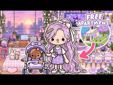 I Built a FREE Purple Aesthetic Apartment! 💜 | Toca Boca World