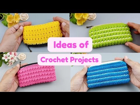 Gift Ideas! Crochet Projects, Crochet Zipper Purse with Easy Stitch | ViVi Berry DIY