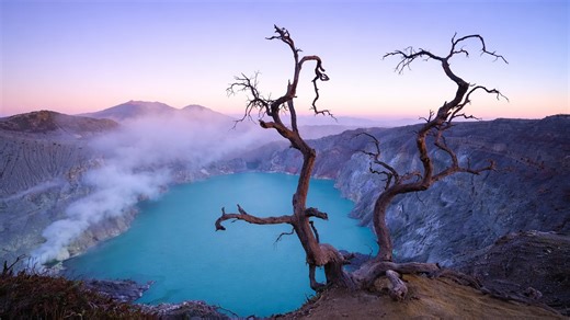 Where smoke rises from the earth