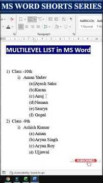 Day-22 | How to use Multilevel List in Word | MS Word Series #Word #msword #eleganceacademy