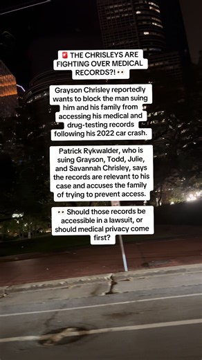 🚨 THE CHRISLEYS ARE FIGHTING OVER MEDICAL RECORDS?! 👀 Grayson Chrisley reportedly wants to block the man suing him and his family from accessing his medical and drug-testing records following his 2022 car crash. Patrick Rykwalder, who is suing Grayson, Todd, Julie, and Savannah Chrisley, says the records are relevant to his case and accuses the family of trying to prevent access. 👀 Should those records be accessible in a lawsuit, or should medical privacy come first? #ChrisleyKnowsBest #Grays
