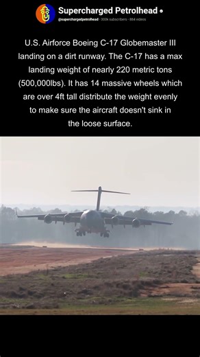 Boeing C-17 Globemaster dirt runway landing