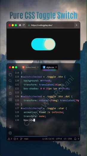 Pure CSS Toggle Button | No JavaScript Needed 🚀 #coding #frontendcourse #webdesign