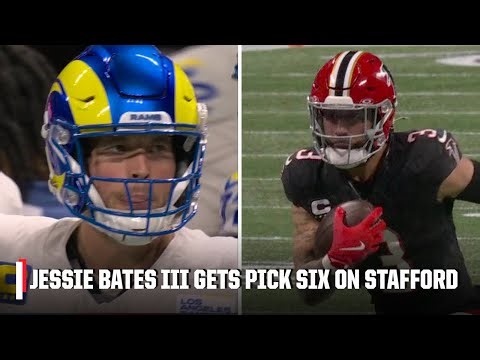 PICK SIX 🤯 Jessie Bates III intercepts Matthew Stafford and returns it for 34 YDS 💨 | NFL on ESPN