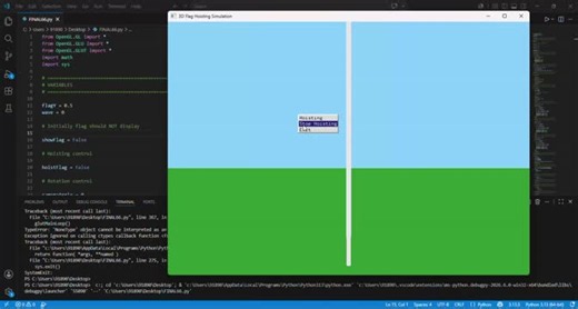 #python #pyopengl #opengl #computergraphics #programming #github #engineeringstudent #computerscience #learning #studentproject #developerjourney | Janya U
