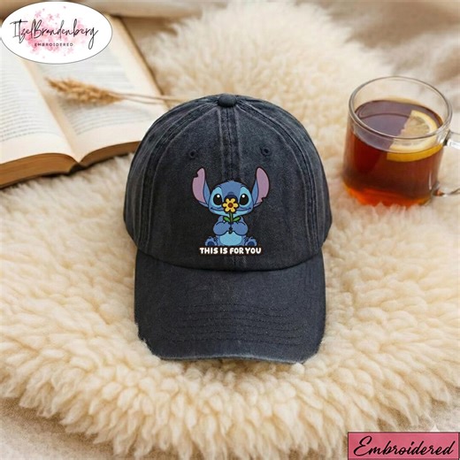 Embroidered Cute Blue Alien Hat, Funny Monster Holding Flower Cap, This is for You Gift, Best Friend Present, Kawaii Cartoon, Dad Hat - Etsy