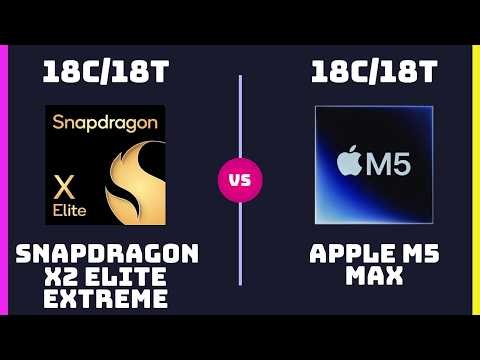 Qualcomm Snapdragon X2 Elite Extreme (X2E-96-100) vs Apple M5 Max (40-Core GPU) – CPU Comparison