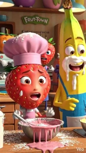 Strawberry Girl Burned the Kitchen 😂🍓🍌