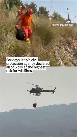 Wildfires rage across Sicily