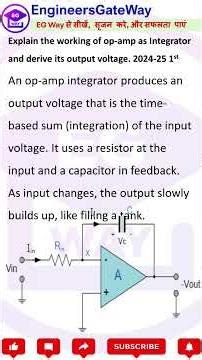 Op-Amp as an integrator #opamp #integrator #engineersgateway #aktuexam #lalitsir #electronics