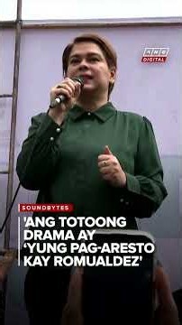 VP Sara fires back over 'drama' tag: 'The real drama is Martin Romualdez’s arrest' | ANC