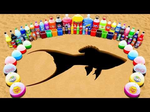 Experiment: Big Balloons Eruption from Giant a Fish, Orbeez, Monster, Fanta, Coca Cola and Mentos
