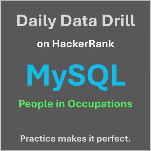 MySQL Query Challenge: OCCUPATIONS on HackerRank | Sergey E. posted on the topic | LinkedIn