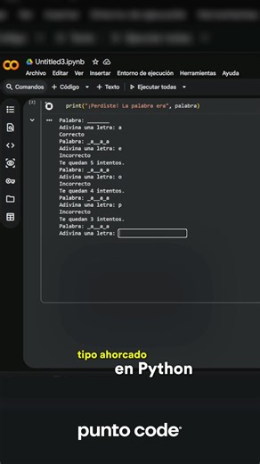 ¿Te imaginas crear tu propio juego en Python?Hoy hacemos: Ahorcado 🧠 #Python #Programacion