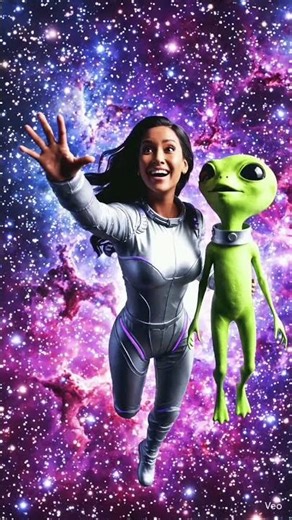 Alien Meets Girl 👽❤️ | Space Tour Adventure Across Planets 🌍🚀 | Sci-Fi Reel #animation #love #trend