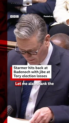 Keir Starmer hits back at Kemi Badenoch with jibe at Conservative election losses. #BBCNews