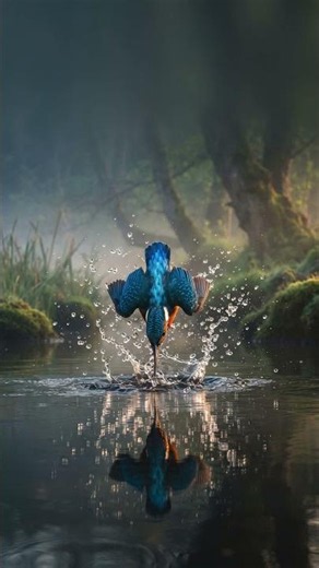 Blink, and You'll Miss It | Kingfisher Dive in Slow Motion ⚡ #shorts ‪@amartv1‬