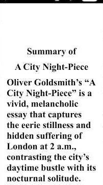 A City Night Piece Summary