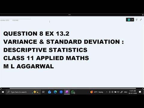 Ques 8 Ex 13.2 Descriptive Statistics: Class 11 Applied Maths ML Aggarwal