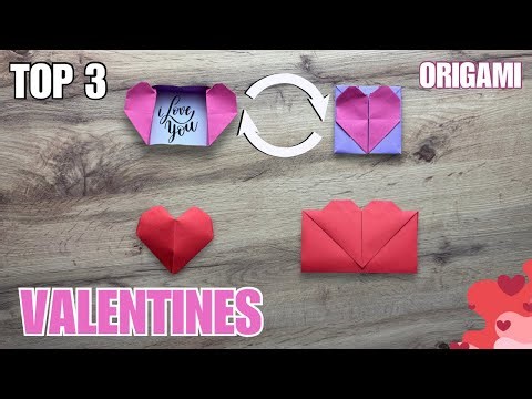 Top 3 Origami Valentine’s Ideas ❤️ | Easy Heart Box, Heart Envelope & 3D Heart (No Cuts, No Glue)
