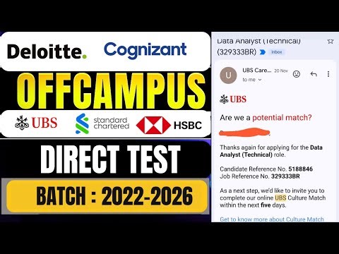 Direct Test Hiring Announced | Deloitte, Cognizant, HSBC, UBS Jobs | Start test Now