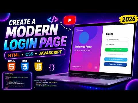 Create a Modern Responsive Login Page Using HTML, CSS & JavaScript |Complete Beginner Tutorial(2026)