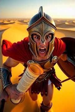 POV: Spartan Warrior Breaks in Desert Panic with Declaration of Independence