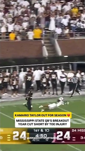 Kamario Taylor OUT FOR SEASON After Breakout Year 💔 #CollegeFootball #MississippiState