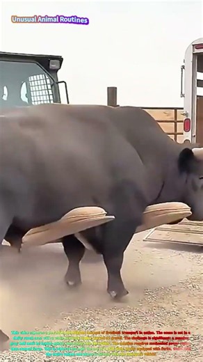 Satisfying Heavy Lift: Watch a Skid Steer Load a Massive Bull Onto a Trailer! 🐂🚜