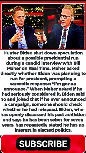 Hunter Biden Asked: “Are You Running for President?” His Answer Stuns Bill Maher #shorts
