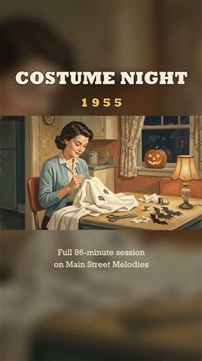 Sewing Halloween Costumes on an October Evening, 1955 🎃 — cozy 1950s music #shorts