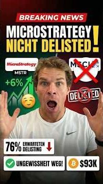 Breaking News: MicroStrategy NICHT delistet! 🚨 Krypto-Shorts sofort schließen?