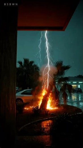 What Happens When Lightning Strikes The Tree! ⚡🌲 Caught On Camera 😱😟 #lightningstrike