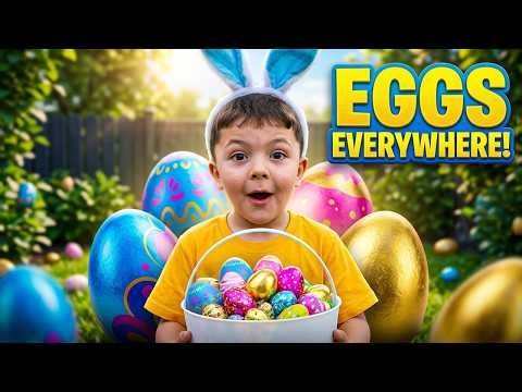 Easter Eggs EVERYWHERE! Kids Hunt in Backyard 🐣