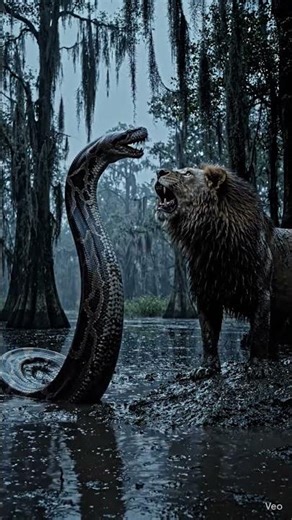 "Lion vs Giant Python: Deer Escape Turns Into Unexpected Monster Battle! #wildlife #animals #shorts