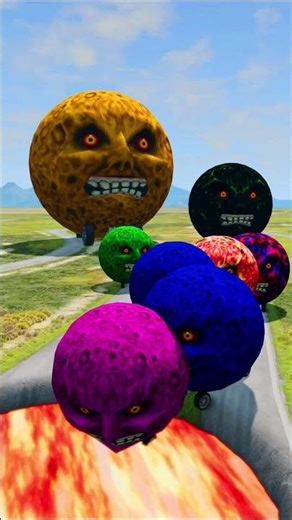 🌋 MASSIVE TOOTHED LAVA PIT EATS THE GIANT MOON CAR! PART2! 💥🌋💀| BeamNG.drive