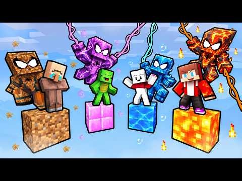 Mikey & JJ Friends in Minecraft - ELEMENTAL SPIDER MAN BLOCK (Maizen)