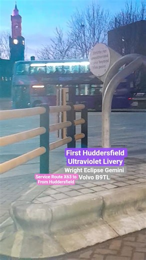 It’s First Huddersfield bus 37086 YJ08 GVY Wright Eclipse Gemini - Volvo B9TL New Ultraviolet Livery